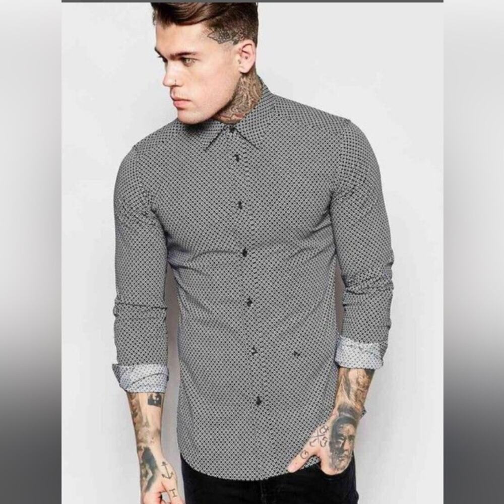 Diesel Blue Slim Fit Button Down Long Sleeve Dress Shirt XL - Picture 5 of 16